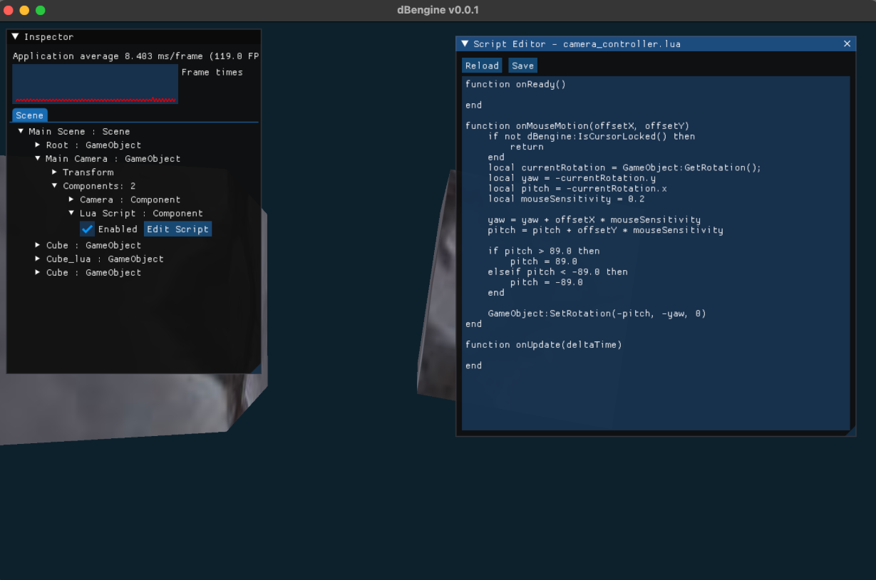 First iteration of code editor in dBengine