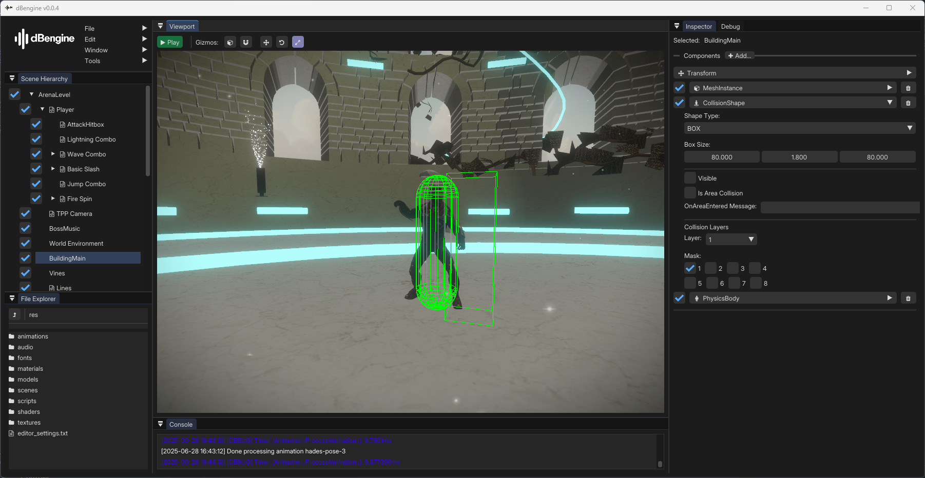 Collision Shapes in dBengine