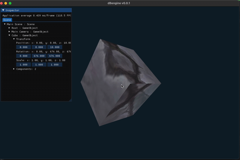 Spinning cube in dBengine