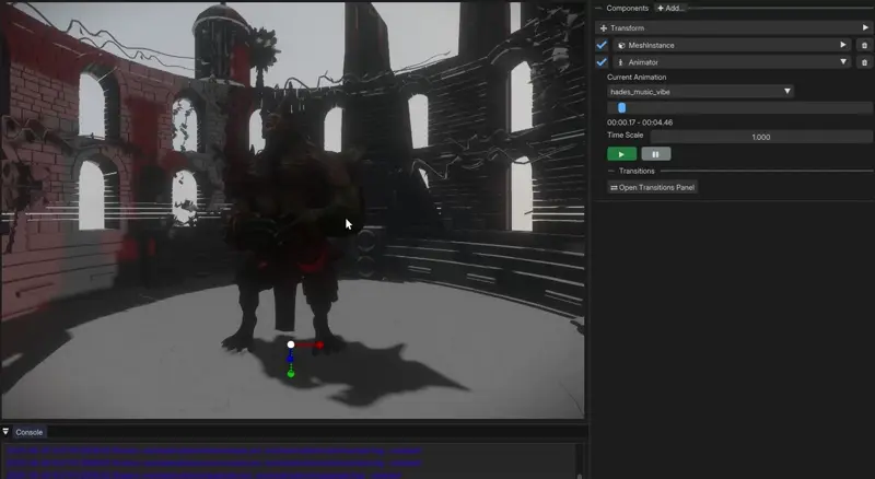 Transition in animation in dBengine
